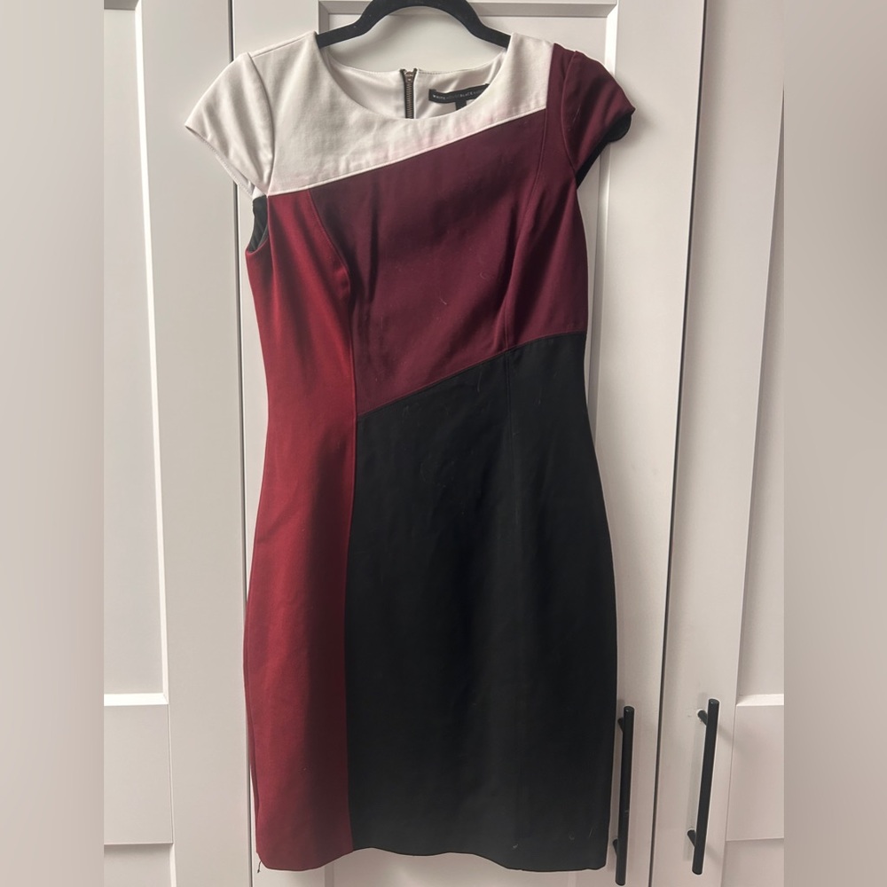 Elegant White House Black Market Colorblock Dress with slight stain